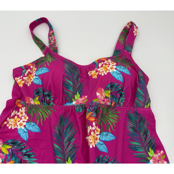 Swimsuits For All Women’s 2 Piece Tankini Bike Shorts Raspberry Tropic Size 12 - Picture 4 of 10